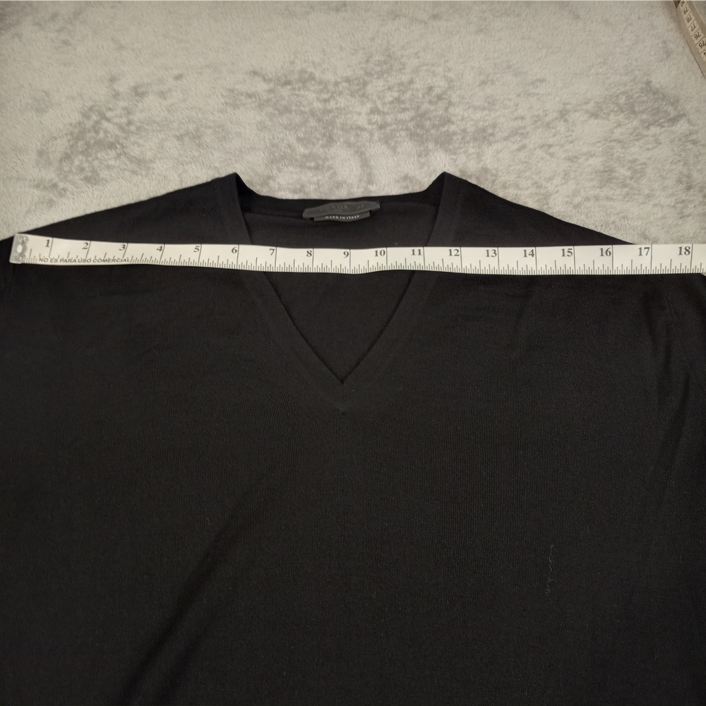 PRADA Women's  navy wool long sleeve V-neck classic sweater IT48  small - Picture 5 of 16